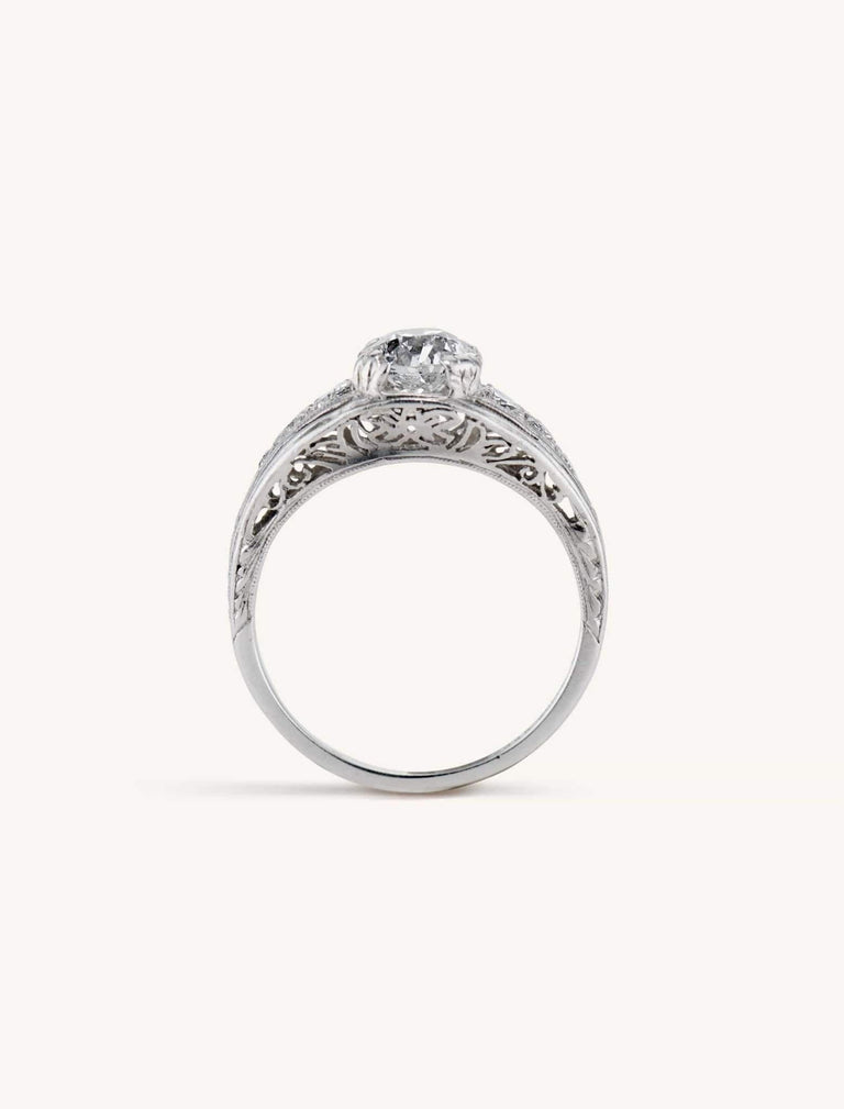 Art Deco Dome Diamond Engagement Ring