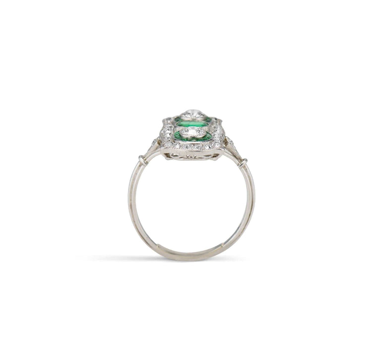 Art Deco Emerald and Diamond Dinner Ring