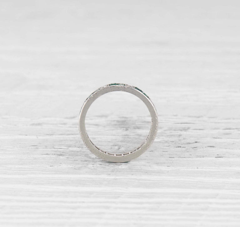 ART DECO EMERALD AND DIAMOND ETERNITY BAND
