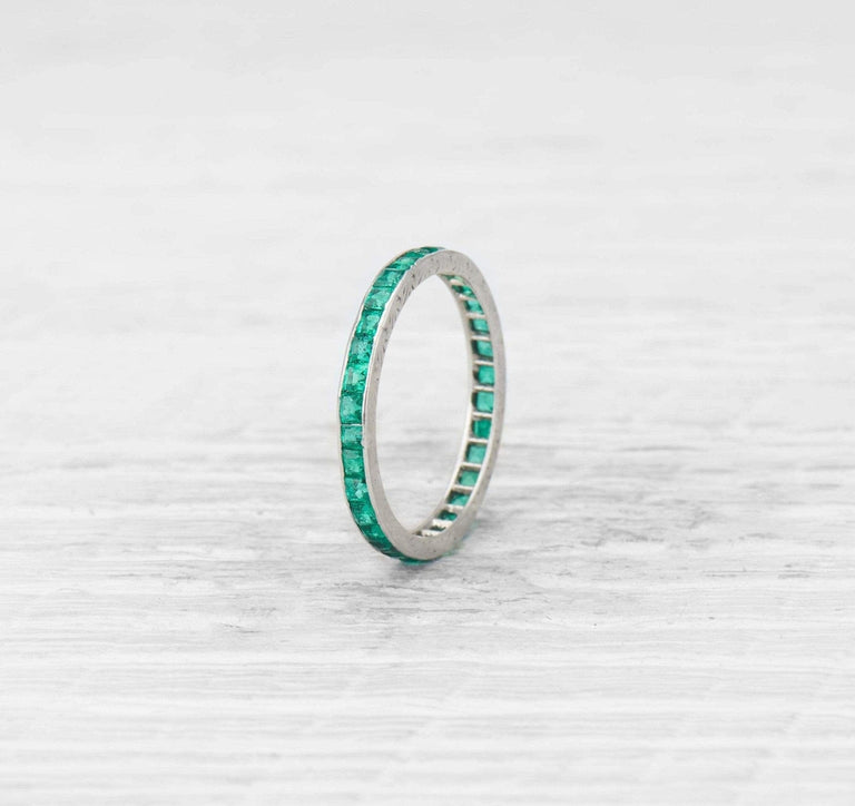 Art Deco Emerald Eternity Band