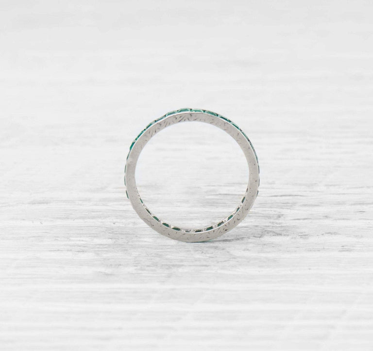 Art Deco Emerald Eternity Band