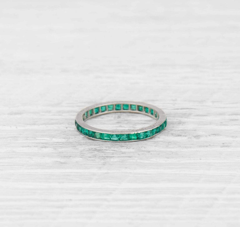 Art Deco Emerald Eternity Band