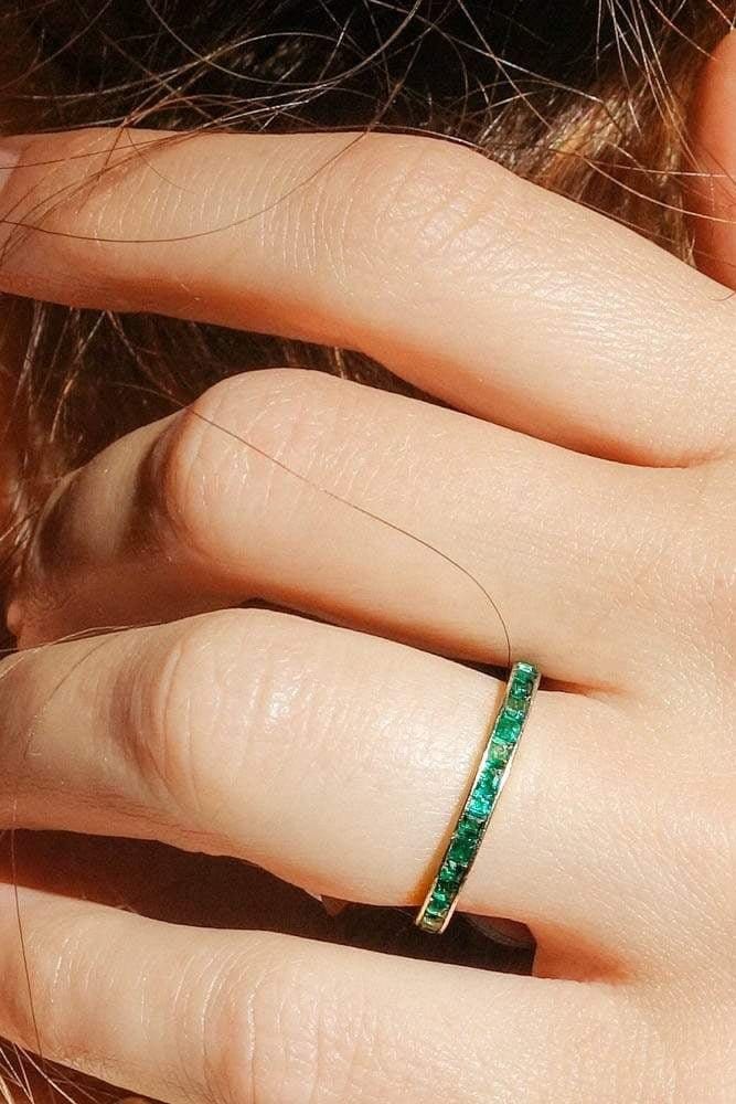 Art Deco Emerald Eternity Band