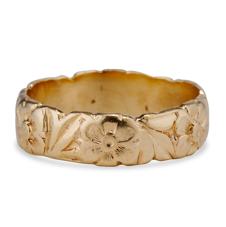 Art Deco Engraved Floral Motif Band