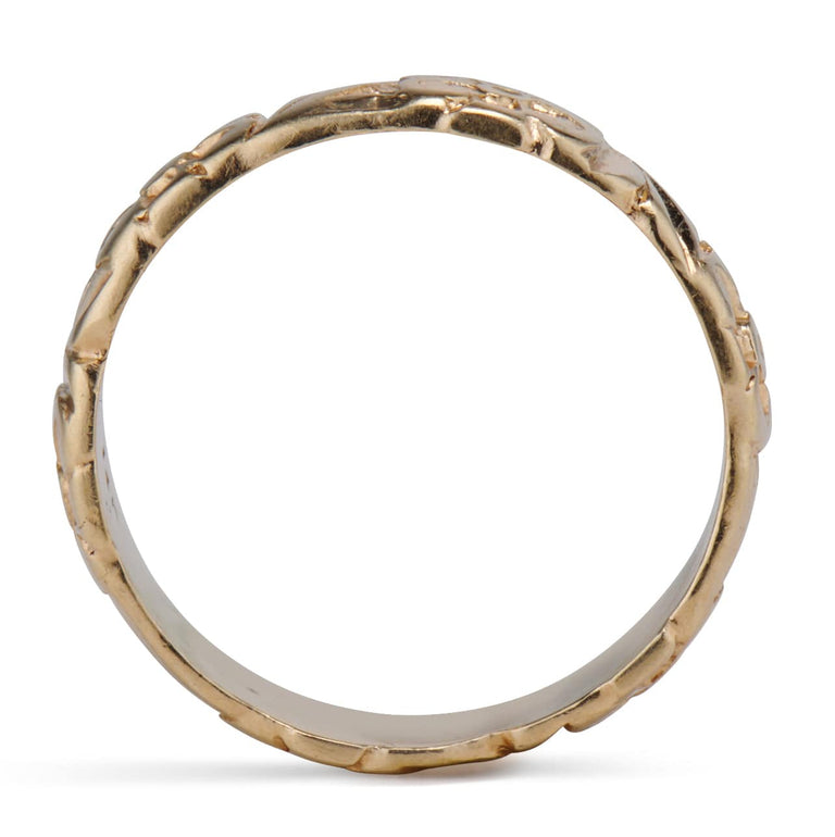 Art Deco Engraved Floral Motif Band