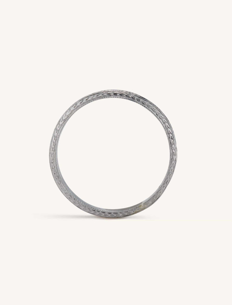 Art Deco Engraved Platinum Wedding Band Size 7