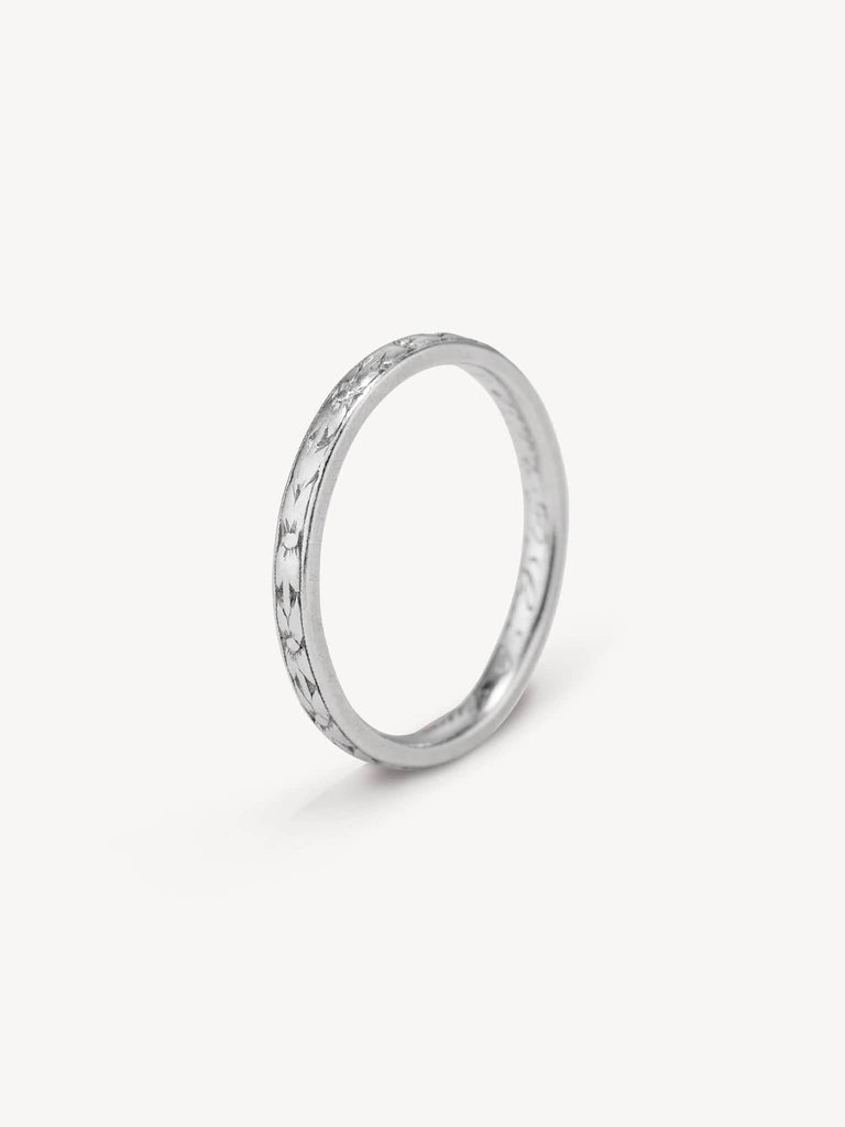 Art Deco Forget Me Not Wedding Band, New York Size 6