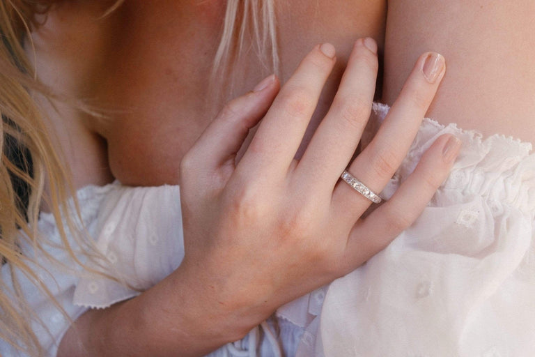 ART DECO FRENCH CUT DIAMOND ETERNITY BAND