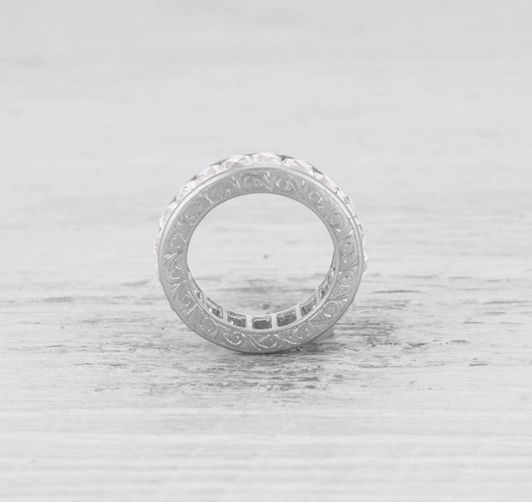 ART DECO FRENCH-CUT DIAMOND ETERNITY BAND RING SIZE 6.25