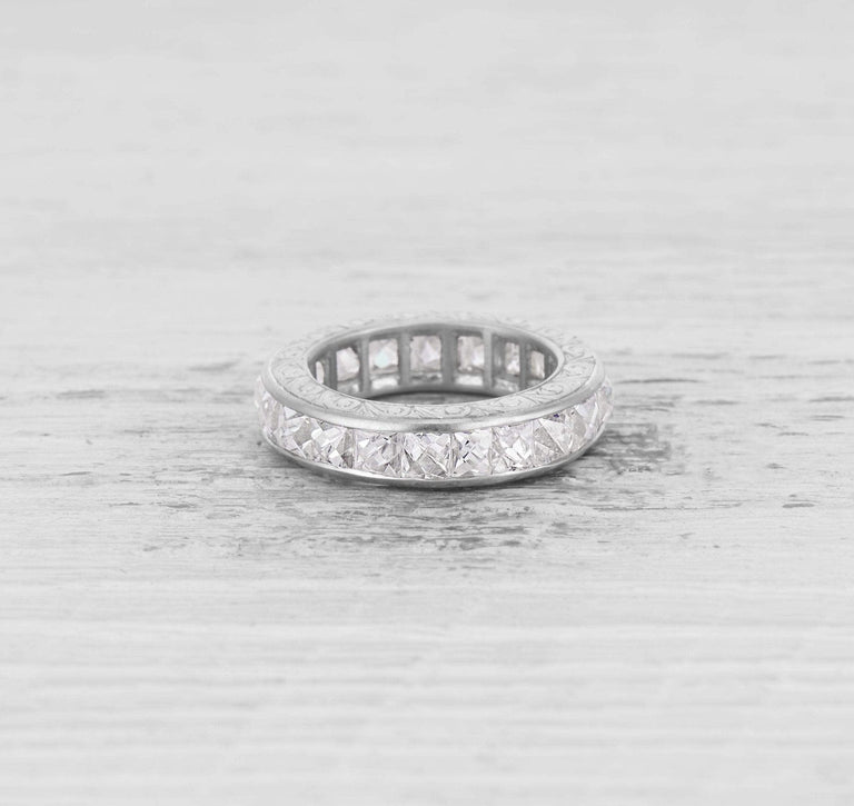 ART DECO FRENCH-CUT DIAMOND ETERNITY BAND RING SIZE 6.25