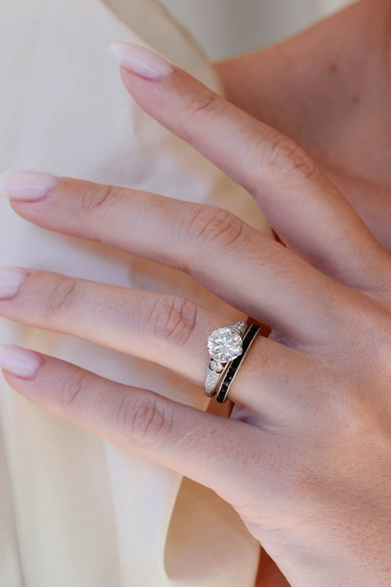 Art Deco French Cut Onyx Eternity Band