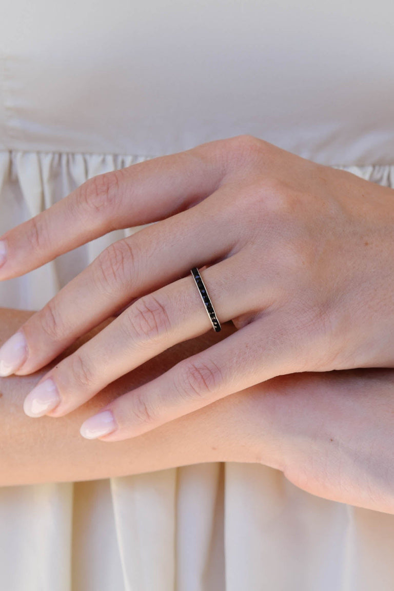 Art Deco French Cut Onyx Eternity Band