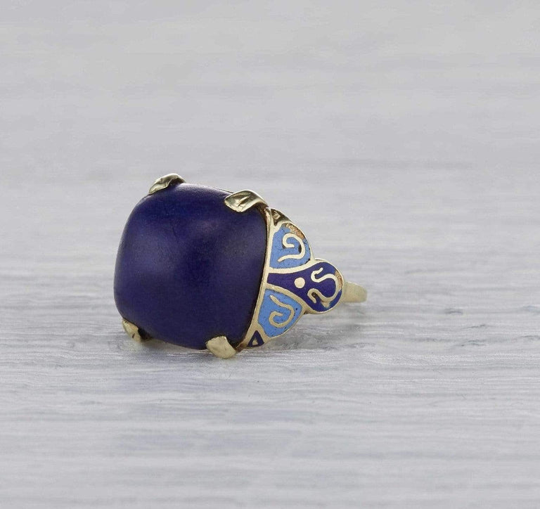Art Deco Lapis and Enamel Ring