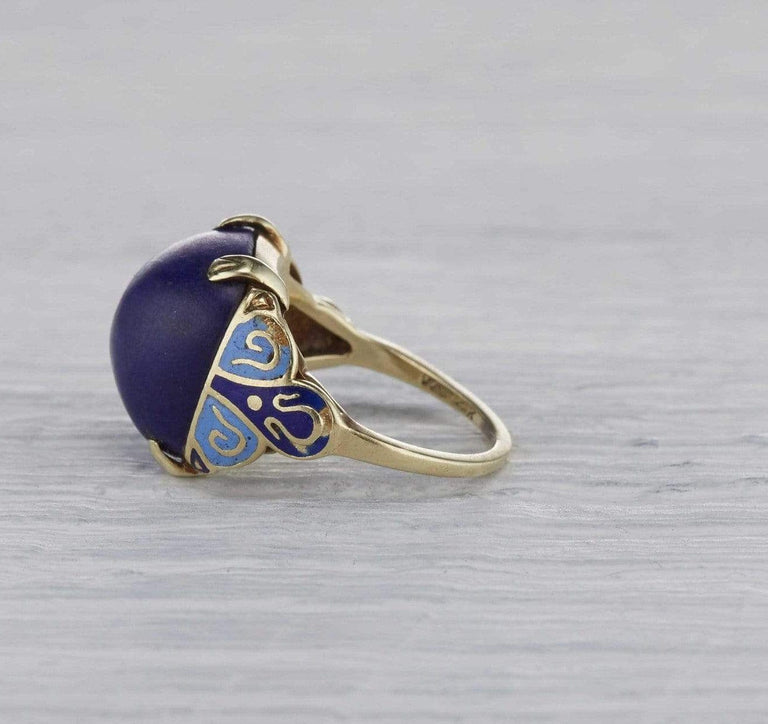 Art Deco Lapis and Enamel Ring