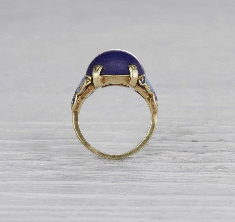 Art Deco Lapis and Enamel Ring