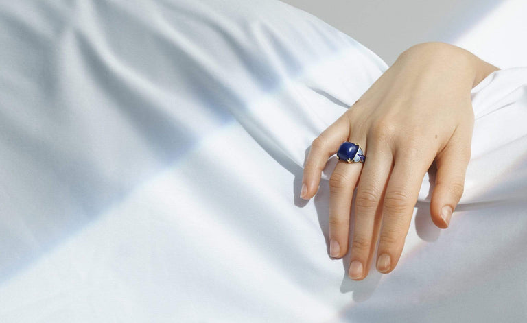 Art Deco Lapis and Enamel Ring