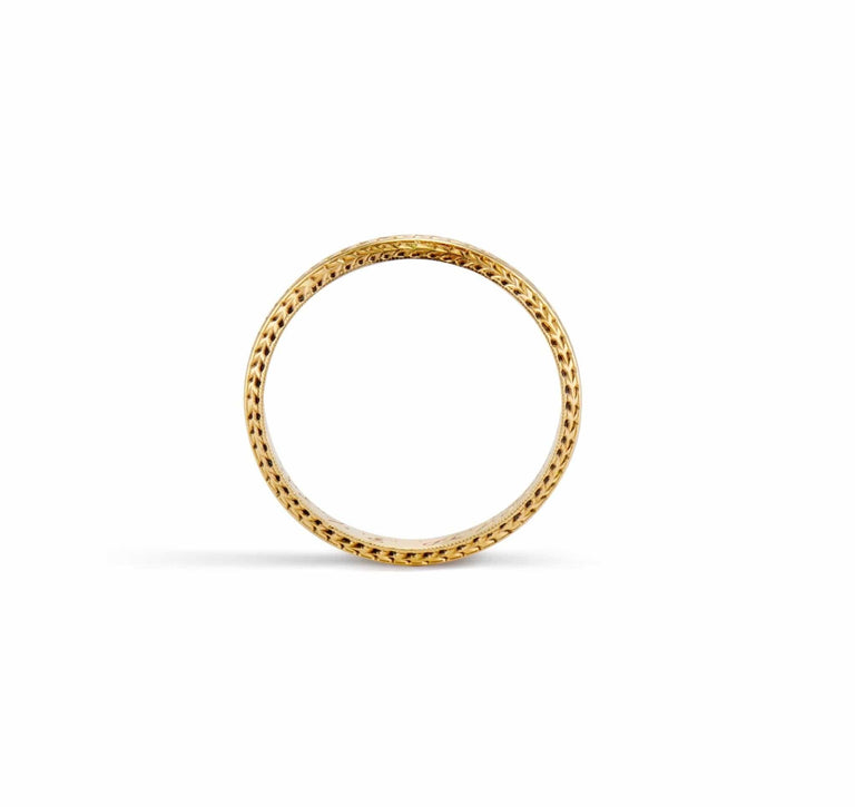 Art Deco Lohengrin 18k Gold Wheat Pattern Engraved Band