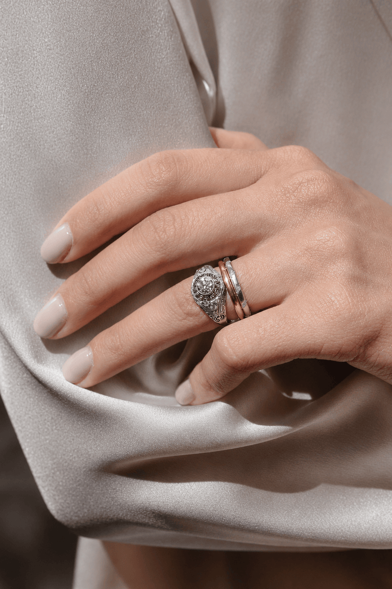 Art Deco Marcus & Co. Old European Cut Diamond Dome Vintage Engagement Ring, America
