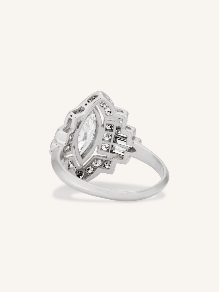 Art Deco Marquise Cut Diamond Vintage Engagement Ring