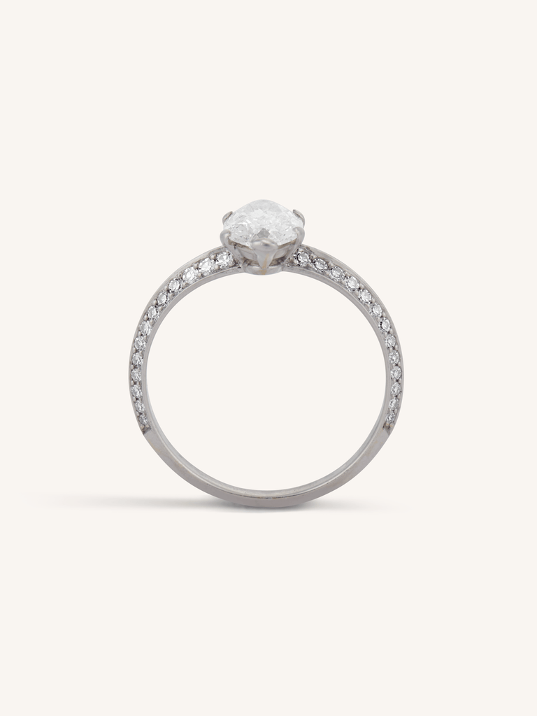 Art Deco Moval Cut Vintage Engagement Ring