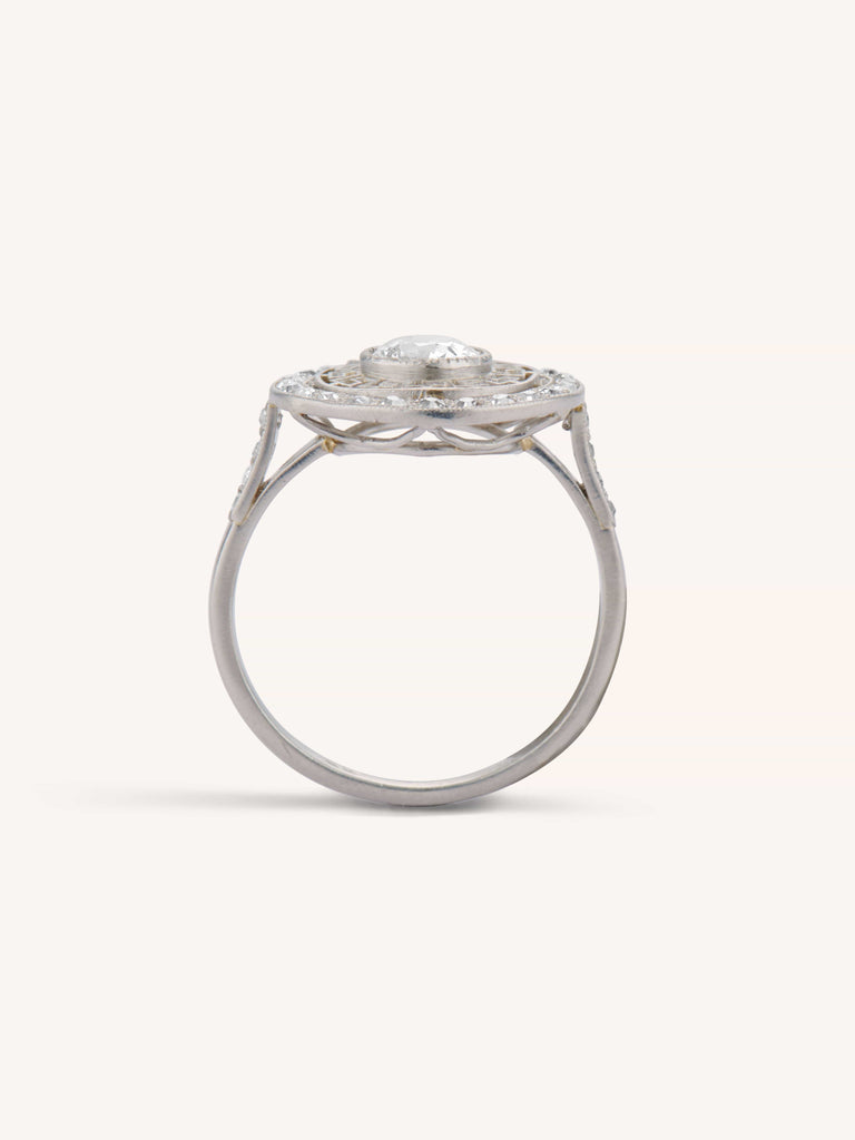 Art Deco Old European Cut Diamond Cluster Vintage Engagement Ring