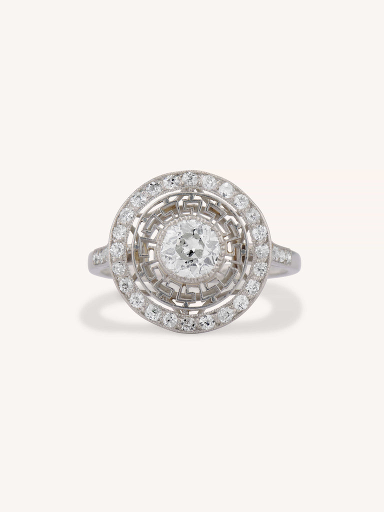 Art Deco Old European Cut Diamond Cluster Vintage Engagement Ring