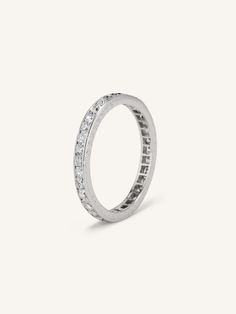 Art Deco Old Mine Cushion Cut Diamond Eternity Wedding Band