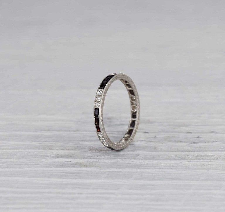 Art Deco Onyx and Diamond Eternity Band