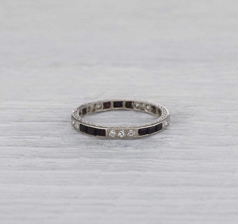 Art Deco Onyx and Diamond Eternity Band