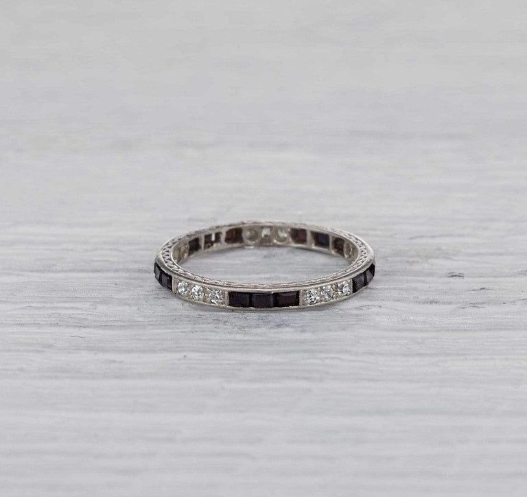 Art Deco Onyx and Diamond Eternity Band