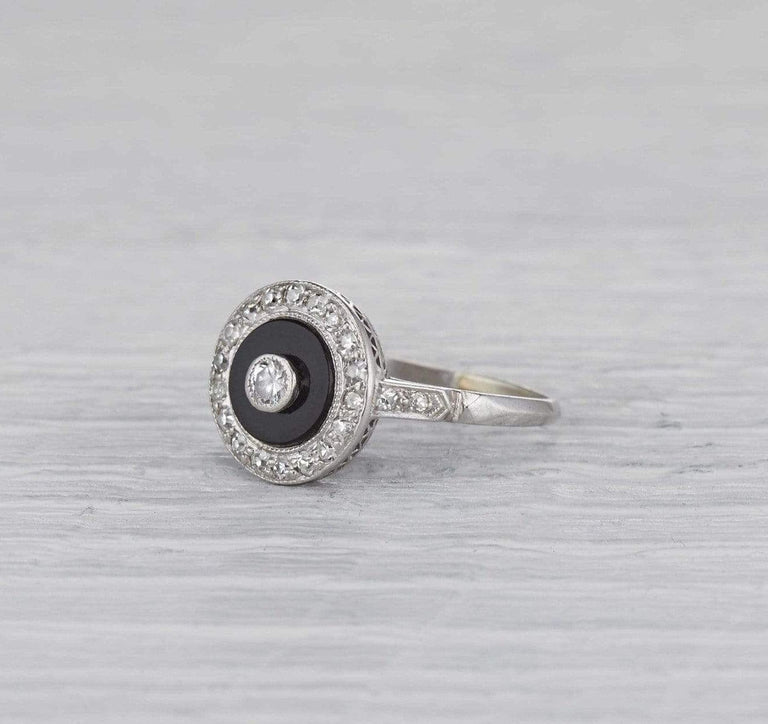 Art Deco Onyx Bullseye Ring
