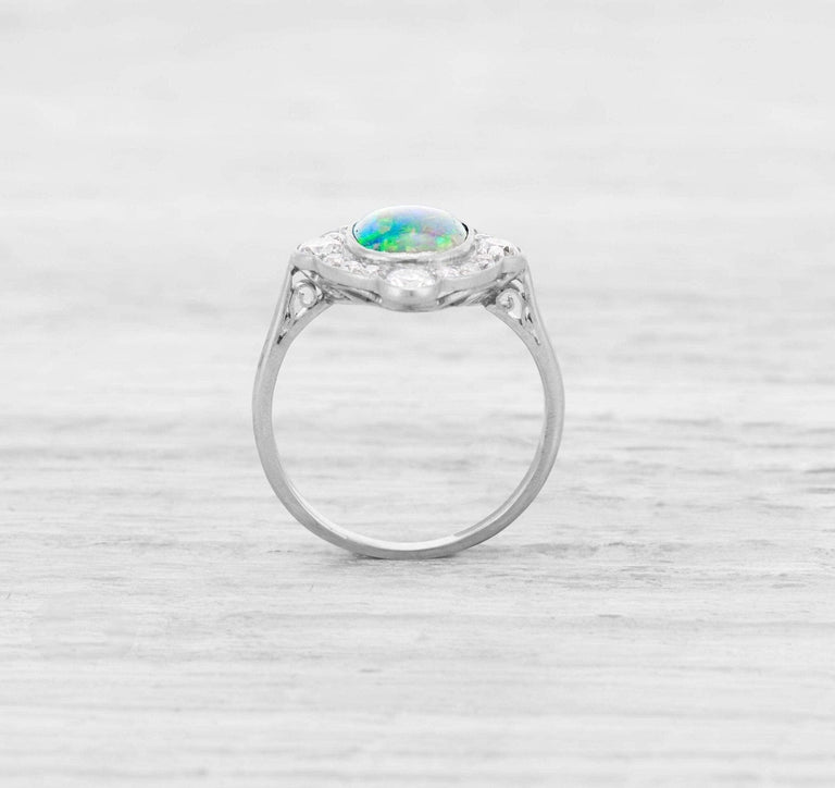 ART DECO OPAL AND DIAMOND ENGAGEMENT RING