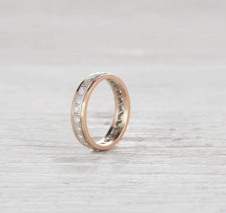Art Deco Platinum and Rose Gold Eternity Band
