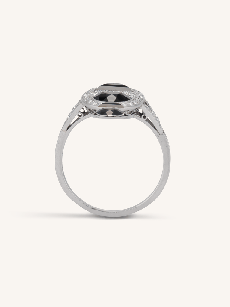 J.E. Caldwell Art Deco Onyx & Diamond Ring