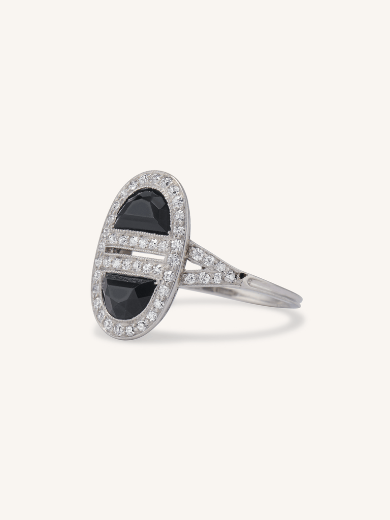 J.E. Caldwell Art Deco Onyx & Diamond Ring