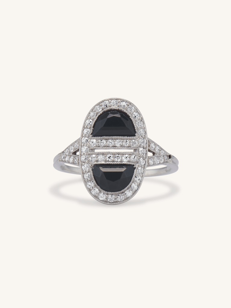 J.E. Caldwell Art Deco Onyx & Diamond Ring