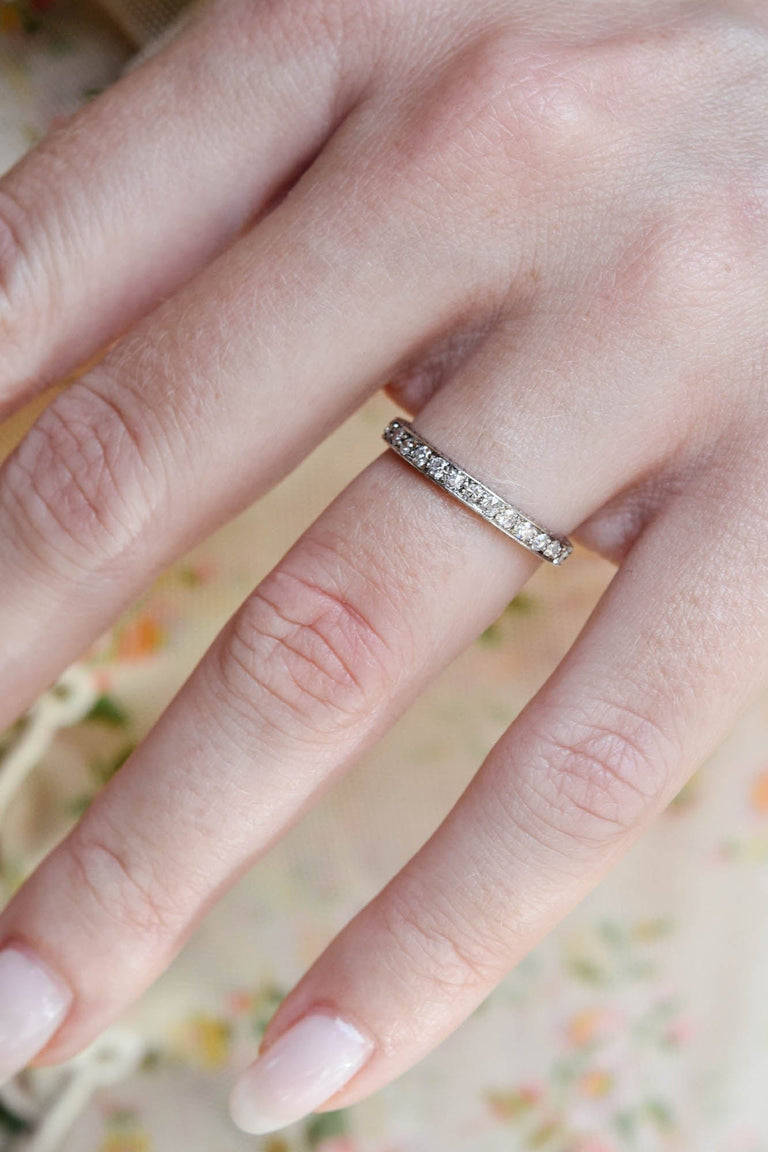 Art Deco Platinum Vintage Diamond Eternity Wedding Band