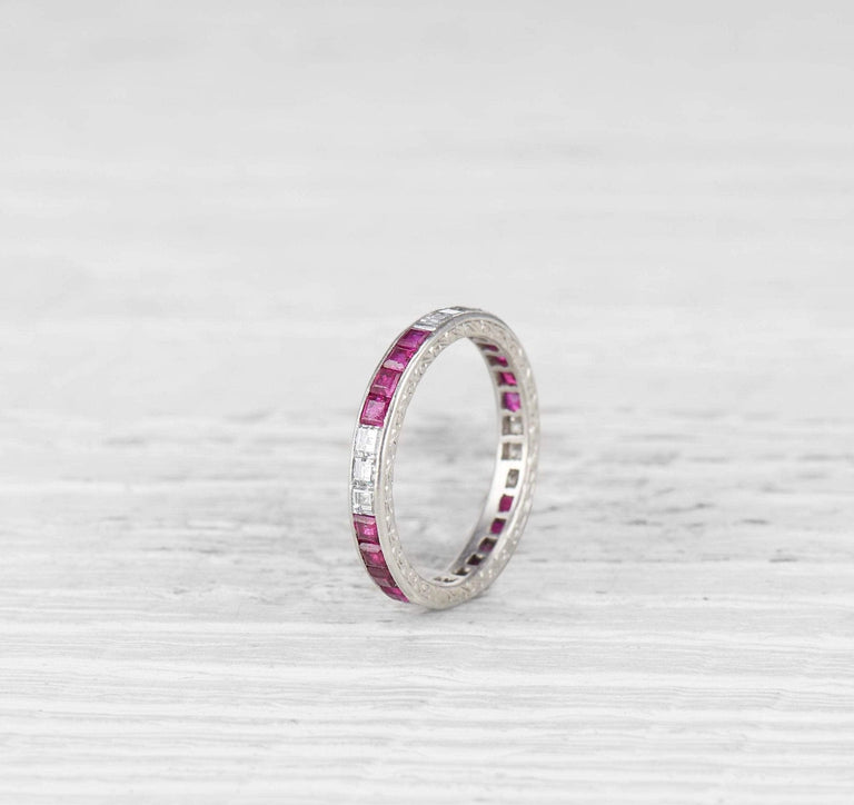 ART DECO RUBY AND DIAMOND ETERNITY BAND