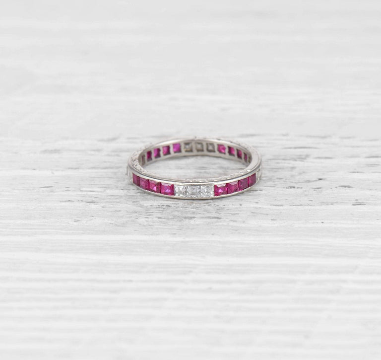 ART DECO RUBY AND DIAMOND ETERNITY BAND