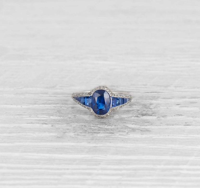 ART DECO SAPPHIRE AND DIAMOND ENGAGEMENT RING