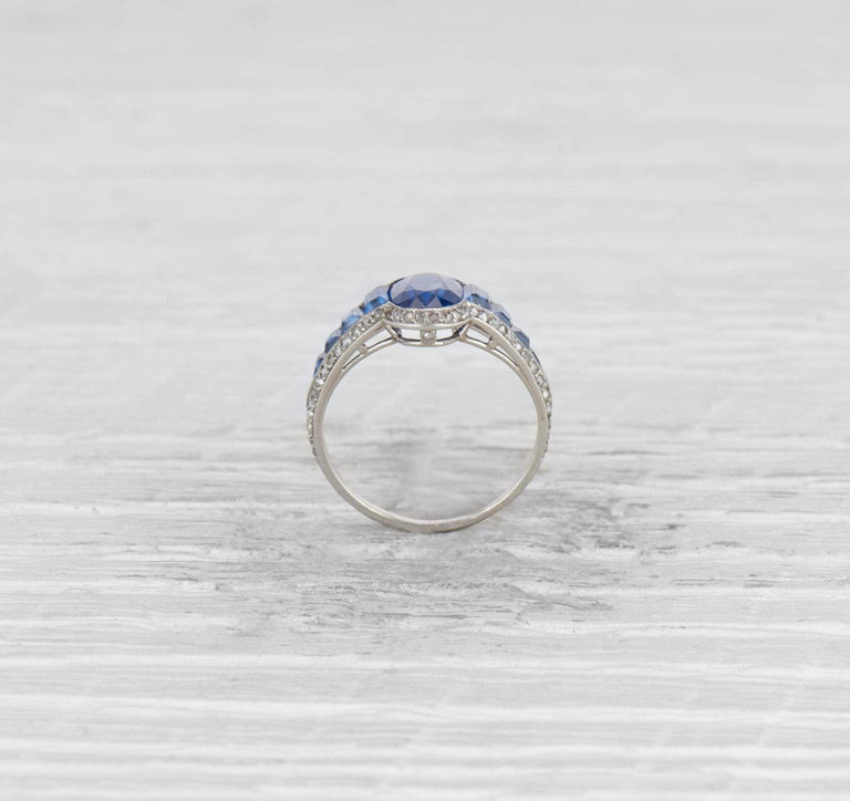 ART DECO SAPPHIRE AND DIAMOND ENGAGEMENT RING