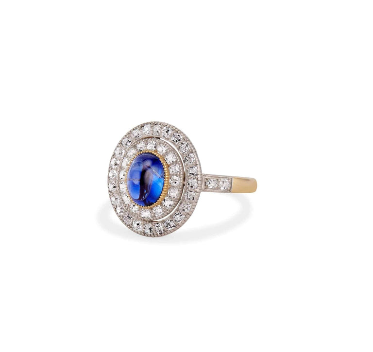 Art Deco Sapphire and Diamond Engagement Ring
