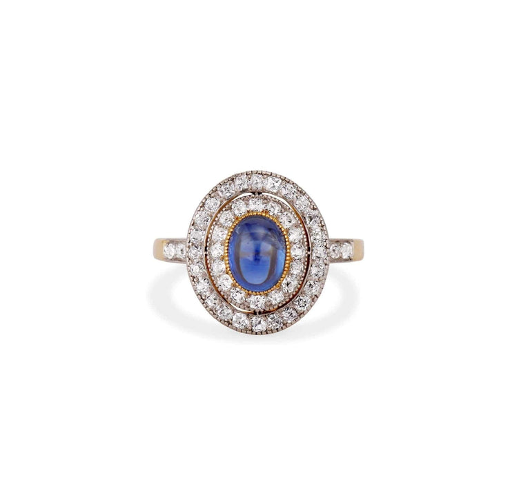 Art Deco Sapphire and Diamond Engagement Ring
