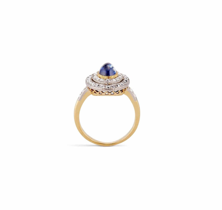 Art Deco Sapphire and Diamond Engagement Ring