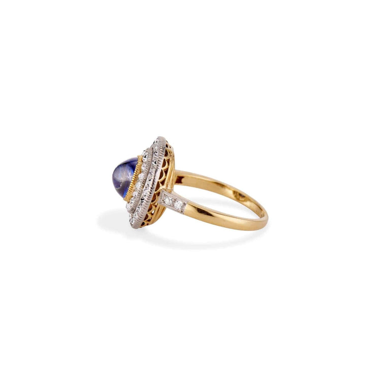 Art Deco Sapphire and Diamond Engagement Ring