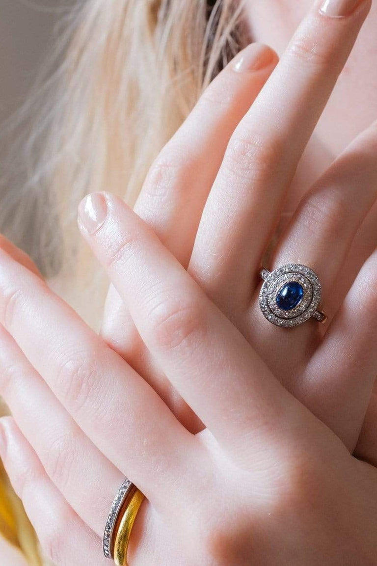 Art Deco Sapphire and Diamond Engagement Ring