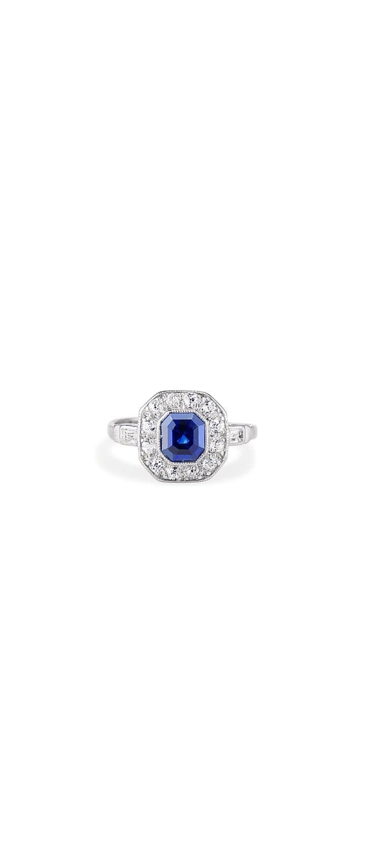Art Deco Sapphire and Diamond Engagement Ring