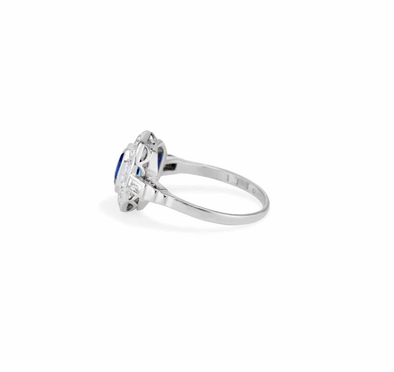 Art Deco Sapphire and Diamond Engagement Ring