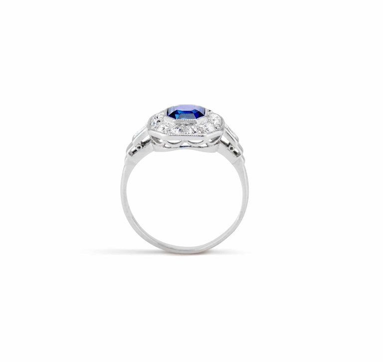 Art Deco Sapphire and Diamond Engagement Ring