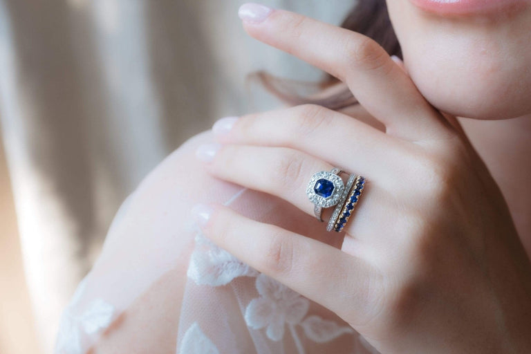Art Deco Sapphire and Diamond Engagement Ring